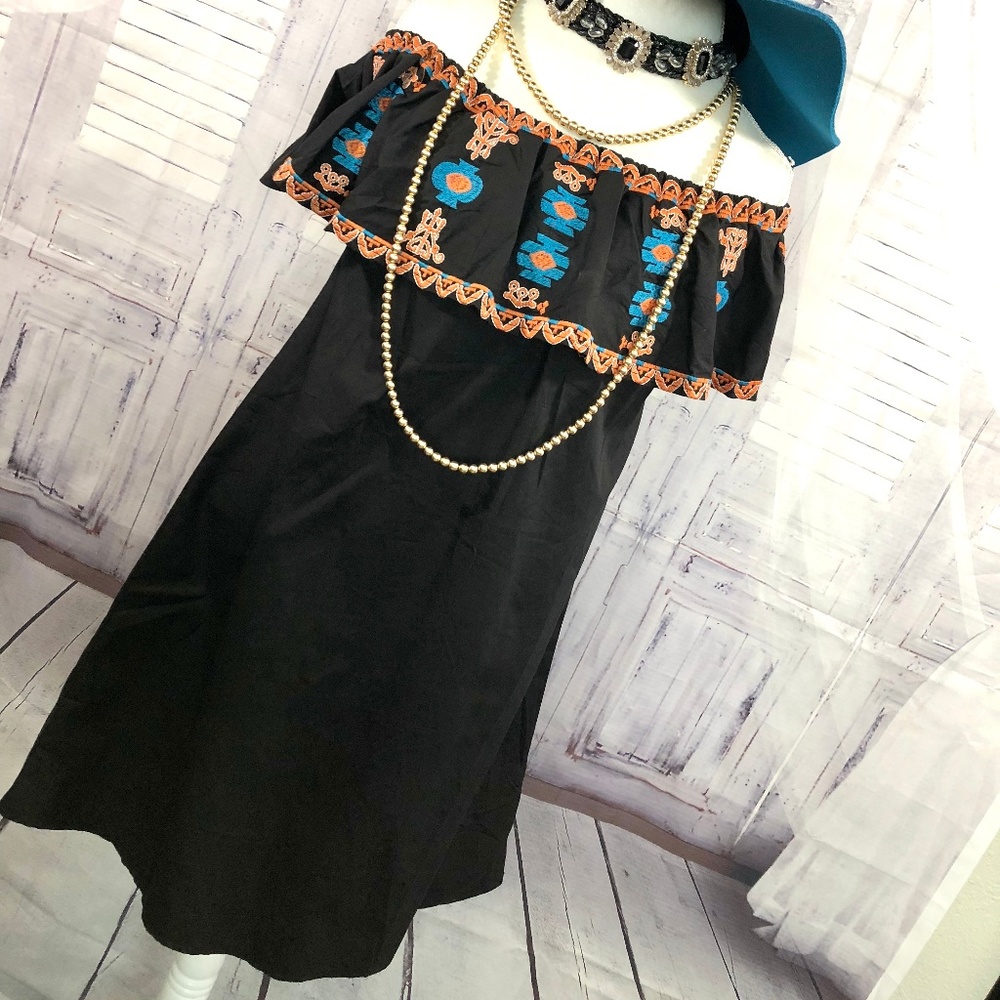 Senorita Embroidered Mexican Dress